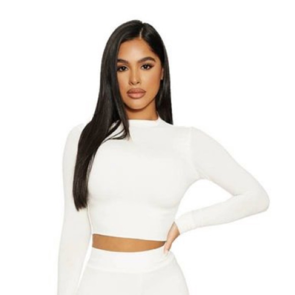 naked wardrobe Longsleeve croptop (WHITE XL)